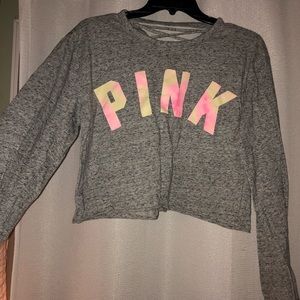 Pink long sleeve cropped shirt